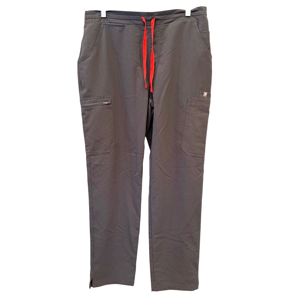 Figs Women's Black Scrub Pants with Red Drawstring